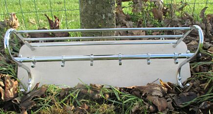 Vintage White Mid Century Chrome Industrial Coat Hat Rack 1950's