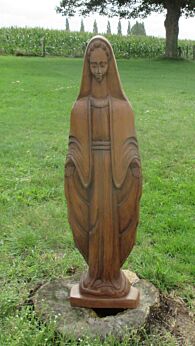 XL Vintage Black Madonna Virgin Mary Carved Wood Statue 35.43" Rare Stunning