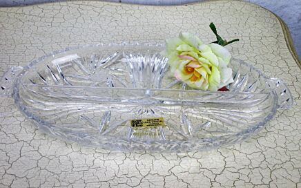 Vintage Cut Etched Crystal Serving Dish Centerpiece Handcut Western Germany
