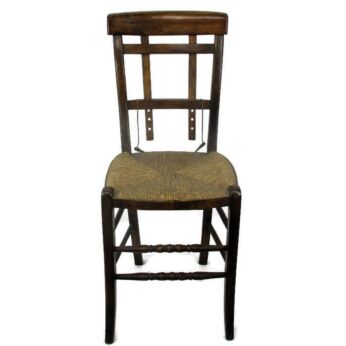 Antique Wooden Chair Rush Seating Adjustable Back Extremely Rare Funky