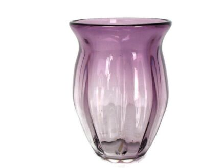 Art Glass Vase Purple Amethyst Val St Lambert Belgian Design Marked Small