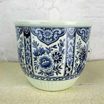 Large Vintage Boch Royal Sphinx Delft blue White Flower Pot Jardiniere Planter