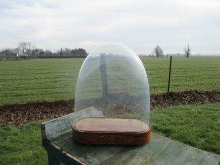 Antique Victorian Oval Hand Blown Glass Dome Globe Mantel Clock Steampunk 17.12"
