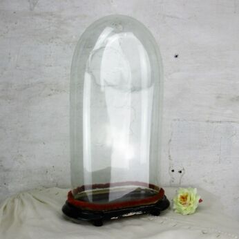 L Antique Victorian Oval Hand Blown Glass Globe Dome Doll Steampunk Clock 18.8"