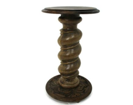 Hand Carved Wood Barley Twist Side Display Coffee Table Pedestal Plant Stand 23"
