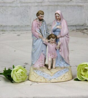 Mini Porcelain Holy Family Saint Joseph Virgin Mary Infant Child Porcelain