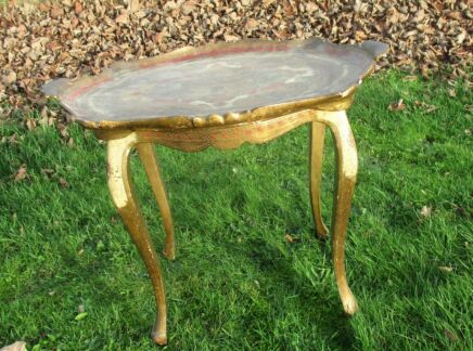 Side Table and Serving tray Florentine Gilt Gold Italian Hollywood Regency
