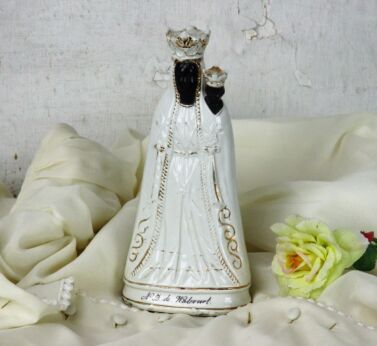 Statue Black Madonna Notre Dame de Walcourt Porcelain Virgin Mary HTF Collector