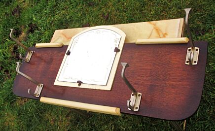 Vintage Wooden Wall Rack Shelf Coat Hooks Mirror Mid Century