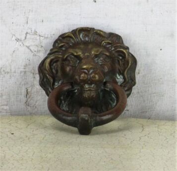 Antique Heavy Brass Door Knocker Lions Head Architectural Reclaimed 6.29"