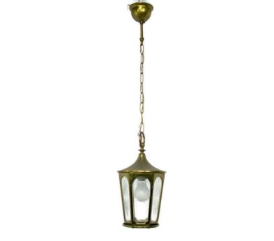 Vintage Lantern Ornate Etched Glass Stars Chandelier Light Pendant HTF