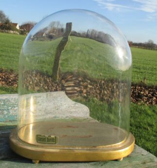 Vintage Oval Pressed Glass Dome Globe Mantel Clock Steam punk Display 11.81"