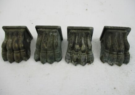 4 pcs Antique Cast Brass Furniture Trim Hardware Ornate Reclaimed Lion Paw Feet Table Legs Caps