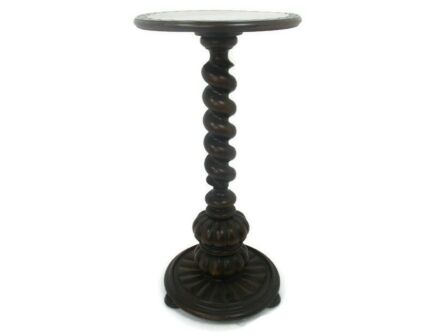 L Hand Carved Ornate Wood Barley Twist Pedestal Table Bonsai Plant Stand WOW
