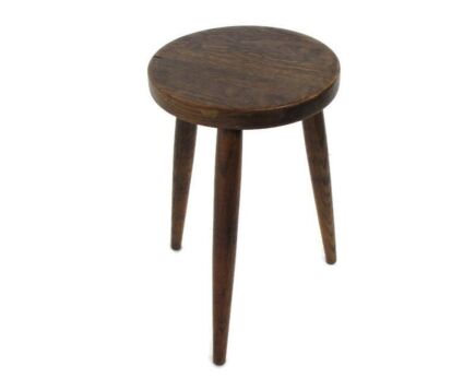 Milk Milking Stool Farmhouse Country Barn Style French Oak Tripod Side Display Table Pedestal Plant Stand