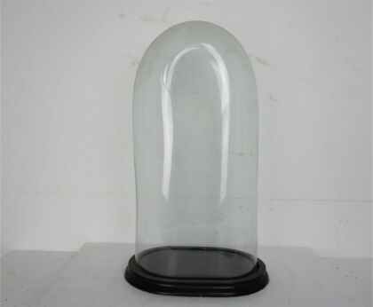 L Antique Victorian Oval Hand Blown Glass Globe Dome Clock Steampunk 20.47"