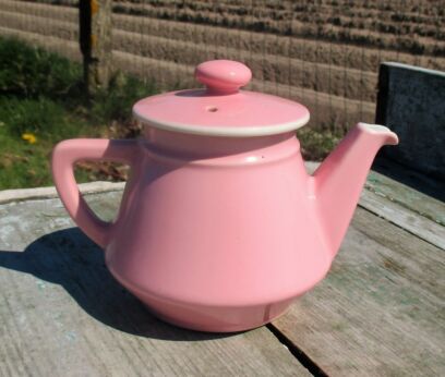 Small Pink art Deco Teapot Coffee Pot Ceramic Stoneware Lovely