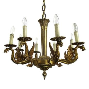 Impressive Gothic Ornate Brass 8 Arms Lights Chandelier Revival Dragons Griffins