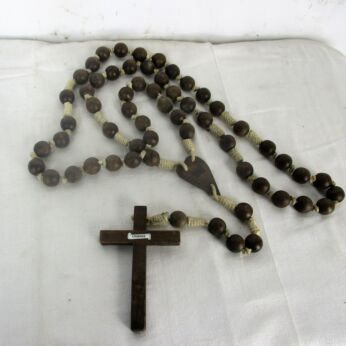 Large Lourdes Vintage Rosary Wooden Beads Wall Hanging Priest Nun Service Domino