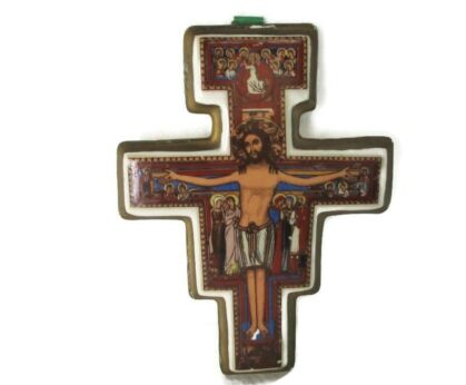San Damiano Crucifix Jesus Christ Saints IHS Nazare Jesus of Nazareth Porcelain