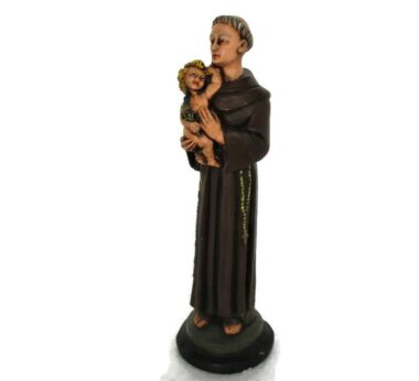 small St Anthony St Antonius Padua Statue Figurine Finder Lost Articles Lilies Infant Child Plaster