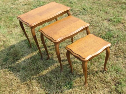 Vintage Nesting Side Tables Louis XV style Massive Oak
