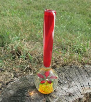 Vintage small Bud Vase Paperweight Presse Papier Flower hand Blown Art Glass