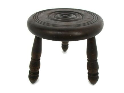 Vintage Hand Carved wood Tripod Milking Stool Pedestal Table Plant Flower Bonsai Stand Side Table Barn Country Style