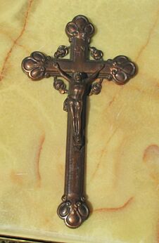 vintage Red Copper Wall Hanging Crucifix Cross Jesus Christ Catholic Lovely