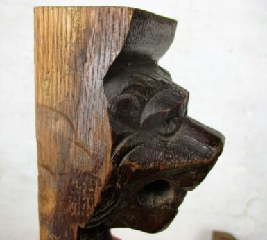 Pair Corbels Hand Carved Wood Panels Architectural reclaimed LIon Heads Trim