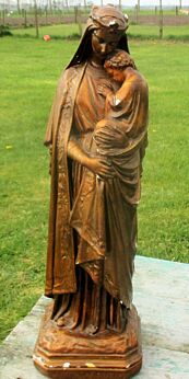 Statuette Virgin Mary Madonna Infant Jesus Plaster Sedes Sapientiae Wisdom