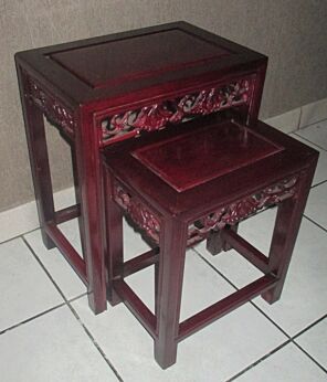 Chinese Rosewood Carved Nesting Tables
