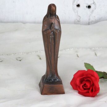 Mini Statue Our Lady of Banneux Lady of the Poor Copper A. Birembaux HTF Italy
