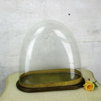 L Antique Victorian Oval Hand Blown Glass Globe Dome Steampunk Clock 14" x 15"