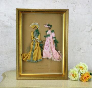 La Mode Illustree Fabric Embellished Victorian 3D Shadow Box Dress Fashion Print