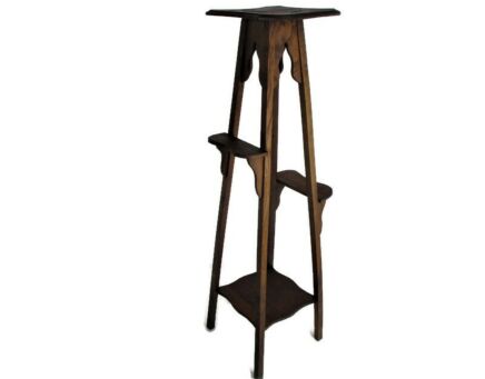Art Nouveau Pedestal Table Plant Flower Stand Side Table 2 Tier with 2 side Boards Art Deco Barn Country style  43.7"