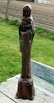 Virgin Mary Madonna Infant Child Carved Ebony Wood Statuette Beautiful
