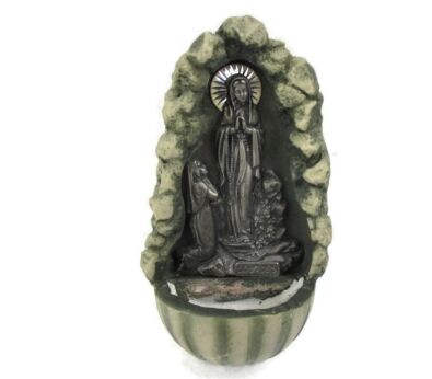 Holy Water Font Our Lady of Lourdes Bernadette Resin and Spelter Collector Lovely