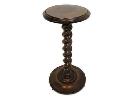 Large Barley Twist Wooden Side Wine Display Table Pedestal Plant Bonsai Flower Stand Barn Country Style 25.59"
