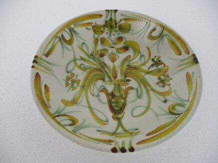 Ceraluc Quimper soup Plate Plate Platter seventies handpainted Marked Lovely Yellow Green Basket
