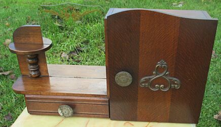 Antique French Wood Display Medicine Cabinet Glass Apothecary Mirror