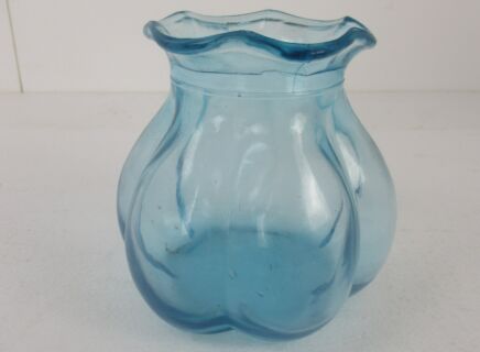 Fazzoletto Vintage Italian Mid Century  Pressed  Glass vase red Yellow Light Blue
