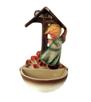 Vintage Holy Water Font Porcelain Goebel Hummel Marked Praying Child
