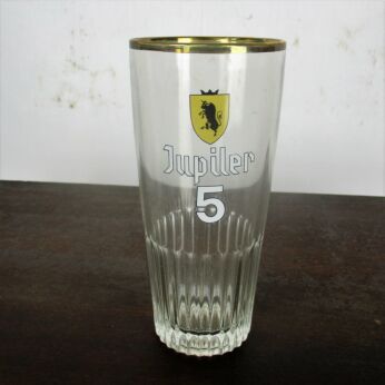 Jupiler 5 Beer Pils Glass Gold Rim Belgian Brewery 25 cl