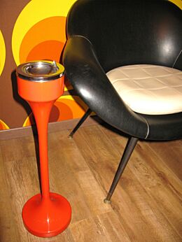 Vintage 70s Space Age Plastic Orange Tulip Standing Floor Ashtray panton colombo