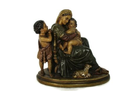 Virgin Mary Madonna Della Sedia Seggiola Plaster Statue Rafael John the Baptist Small Statue