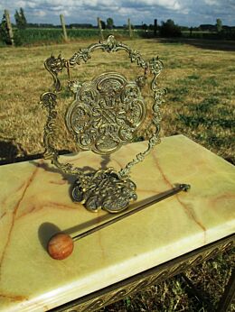 vintage brass Gong Mallet Hammer Decorative etched Lovely