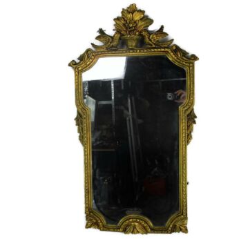 Wall Hanging Mirror Ornate Gold gilded Hollywood Regency Birds Basket Resin