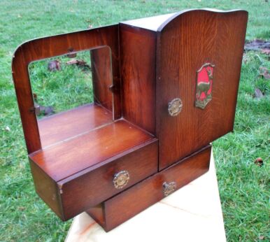 Vintage Medicine Wooden Bathroom Cabinet Glass Mirror Deer Apothecary