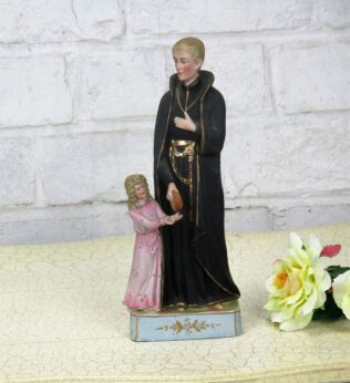 Statue Saint Gerard Majella Infant Jesus Bun Patron Fertility Bisque 9.44"